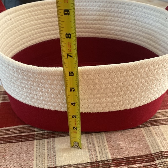 Red and White Woven Storage Basket - Picture 5 of 5